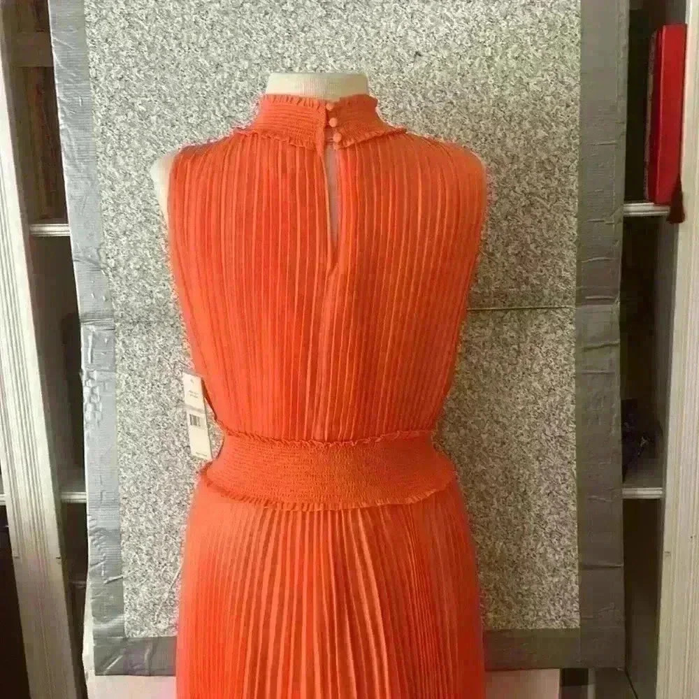 NWT Nanette Lepore pleated sleeveless dress vivid coral size 10 - Picture 7 of 12